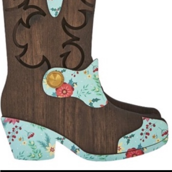 The Pioneer Woman Floral Wooden Boot Christmas Tabletop Decoration - Picture 6 of 6